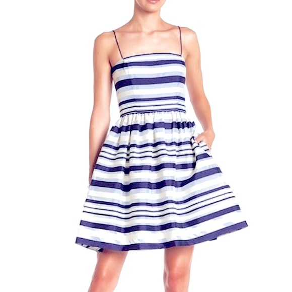 ERIN Erin Featherston CAROLINA Navy Striped Dress 8 - Picture 2 of 10